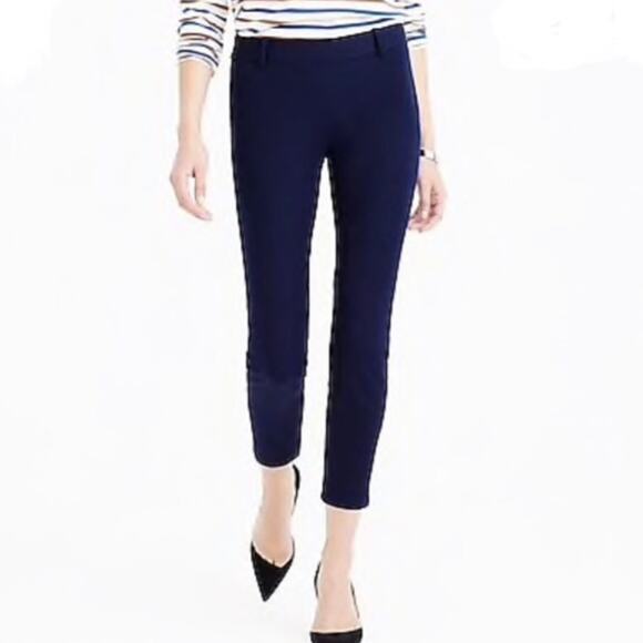 J Crew Size 4 Petite Minnie Pants Stretch Twill Cigarette Navy Blue - Picture 2 of 11